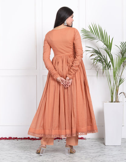 Salmon Mul Cotton Anarkali