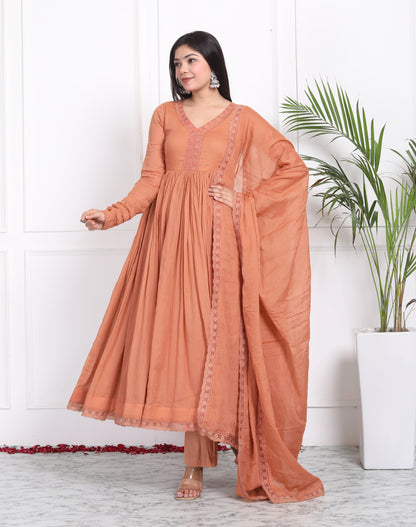 Salmon Mul Cotton Anarkali