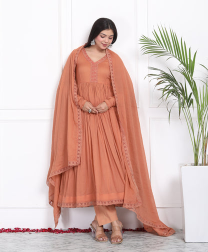 Salmon Mul Cotton Anarkali