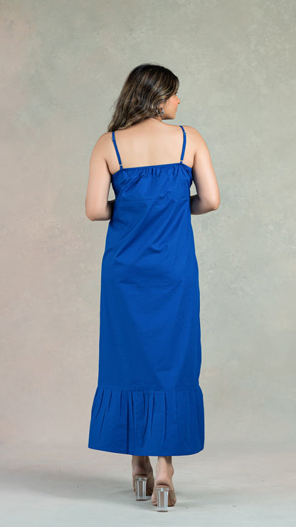 Royal Blue Spaghetti Organic Cotton Dress