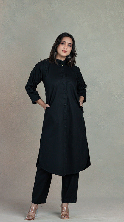 Everyday Organic Cotton Kurta- Black