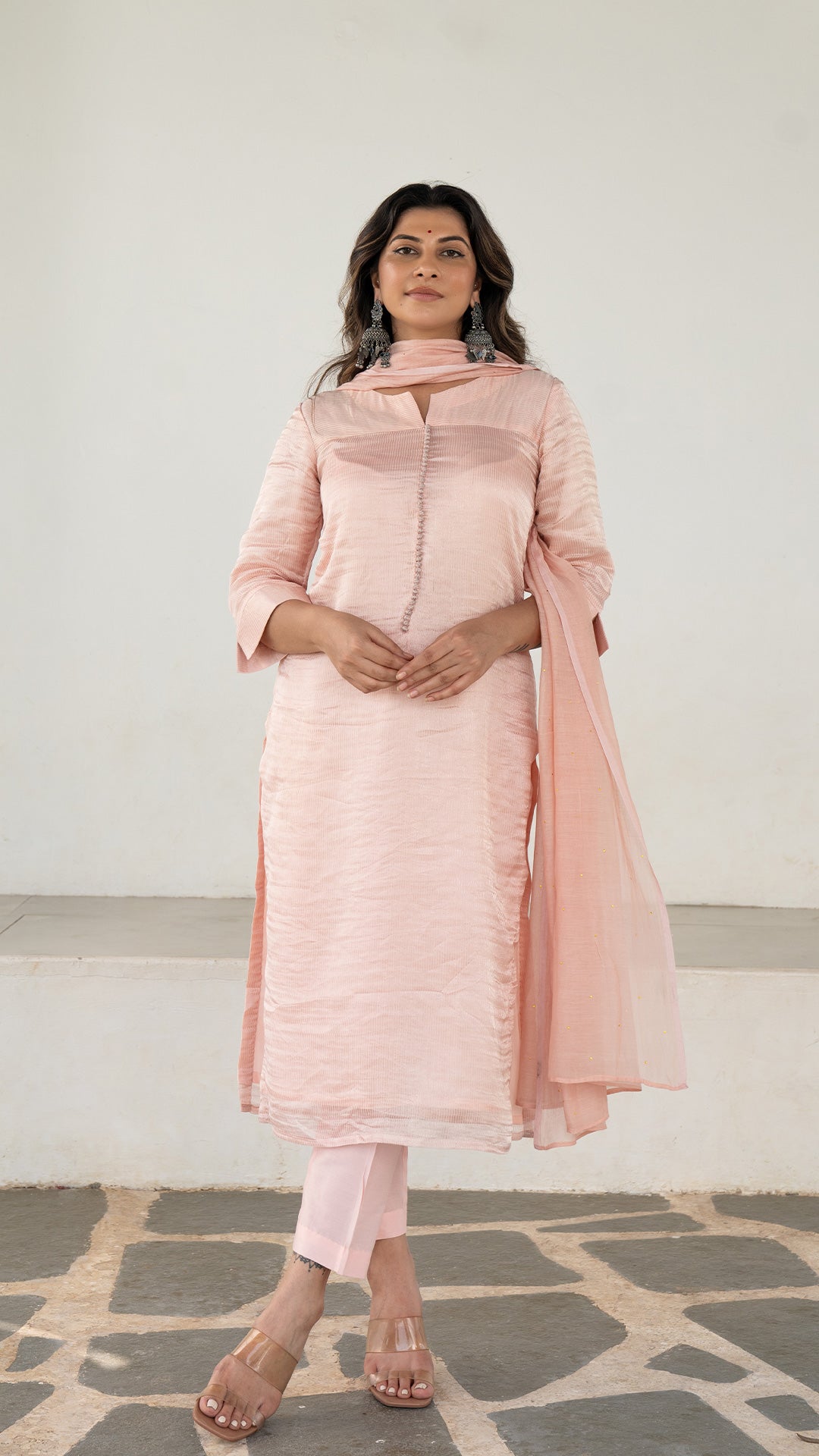 Anoli Pure Tissue Kurta Set - Baby Pink