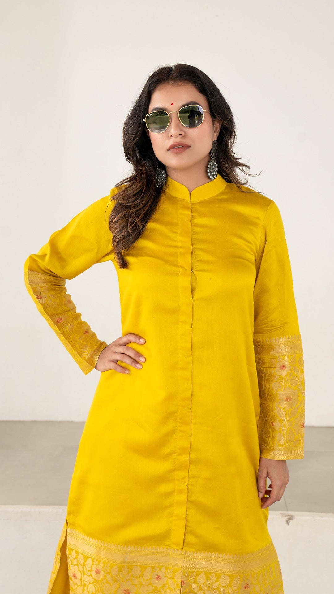 Liza - Yellow Pure Woven Chanderi Jodhpuri Kurta Set