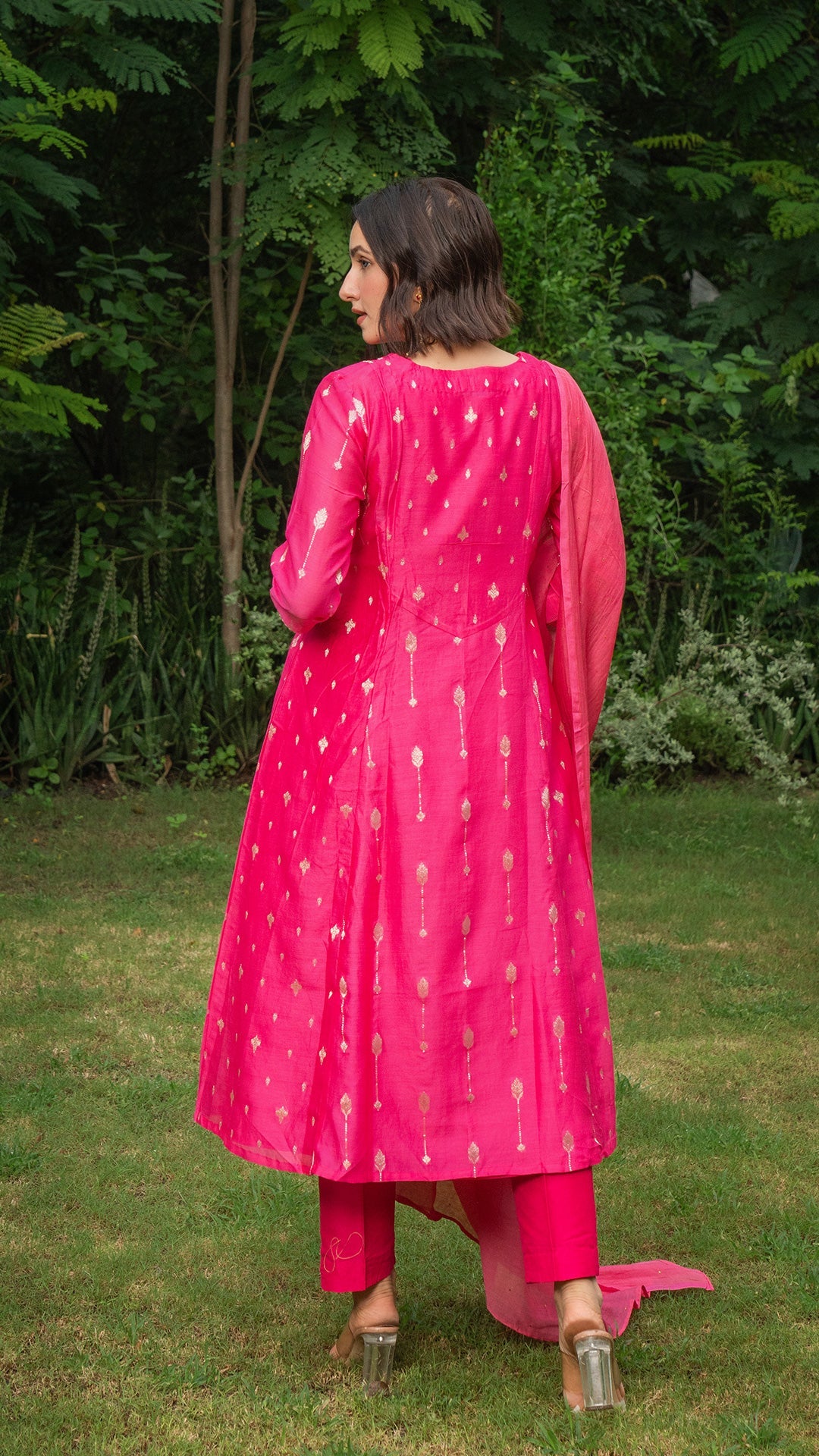 Aditi Chanderi Kurta Set - Pink