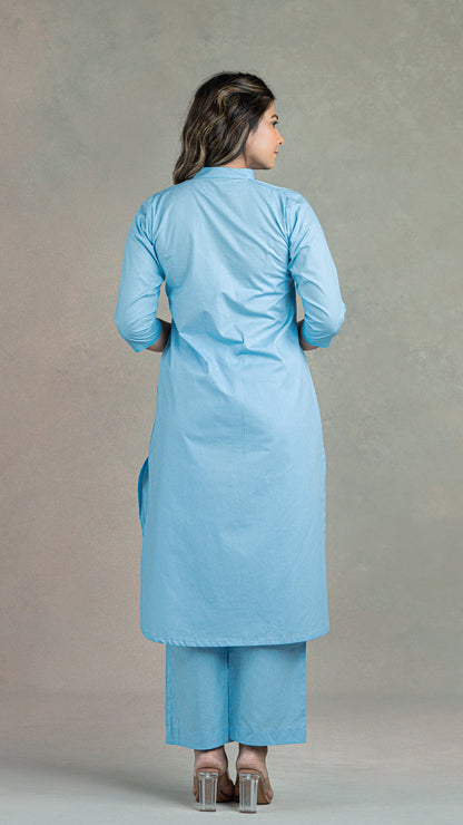 Everyday Organic Cotton Kurta- Light Blue