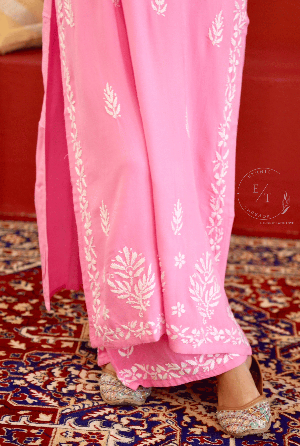 Zainab chikankari set in Pink