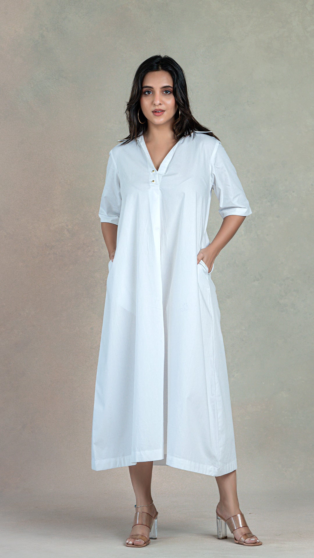 White Organic Cotton Dress - Long