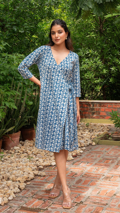 Kim Wrap Dress - Indigo