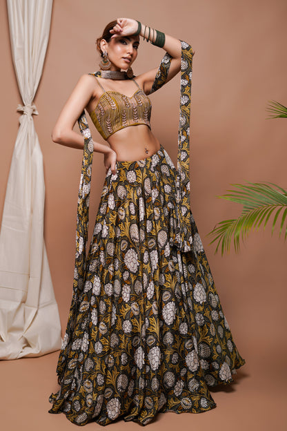 FOREST DIGITAL PRINT LEHENGA SET (SET OF 3)