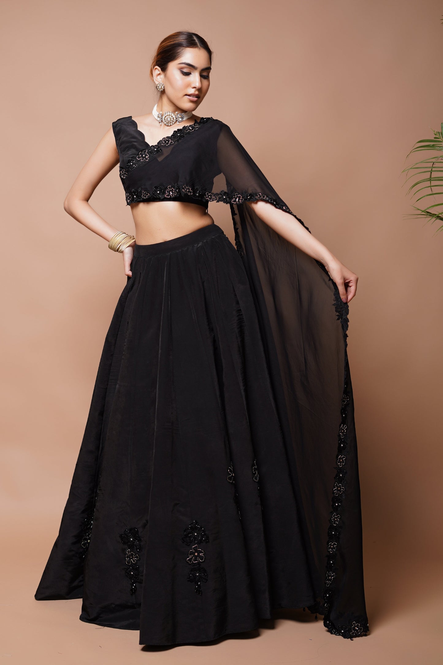 BLACK CUTWORK LEHENGA SET (SET OF 2)