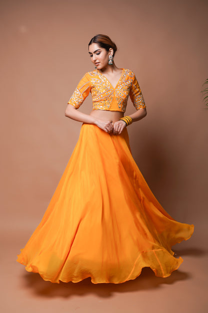 MANGO YELLOW INDO LEHENGA SET (SET OF 2)