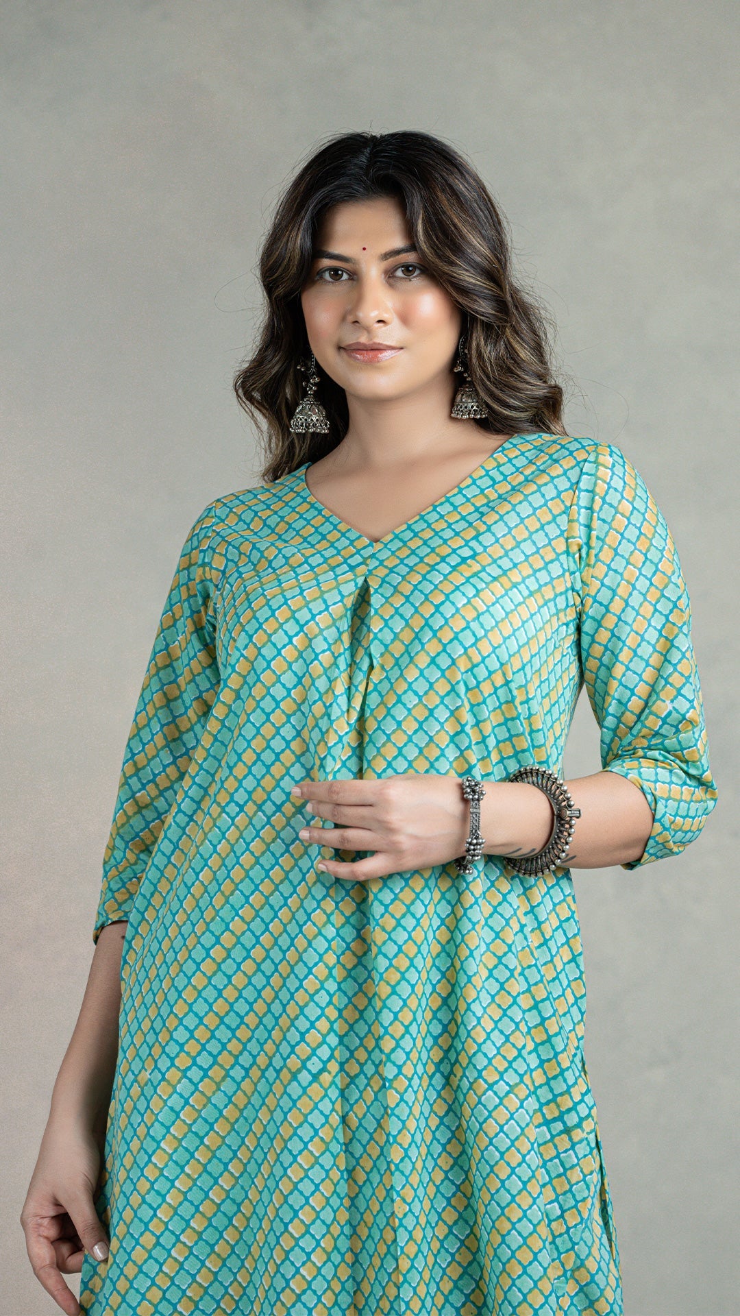 Krishna Sanganeri Hand Block Cotton Kurta In Green