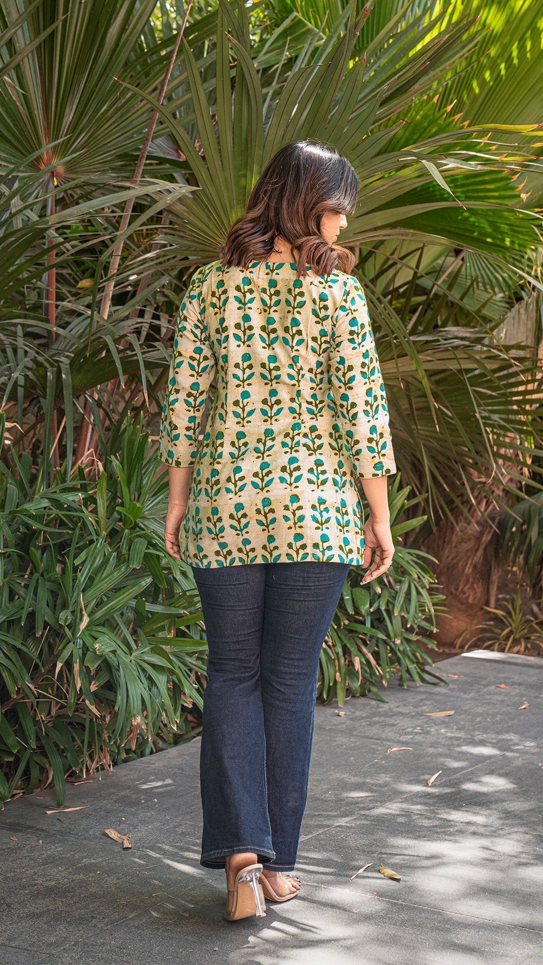 Green Batik Cotton Short Top