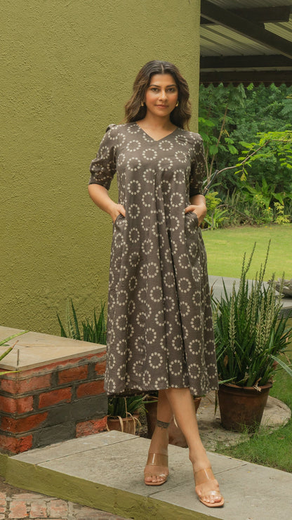 Blake Dress In Cotton - Grey