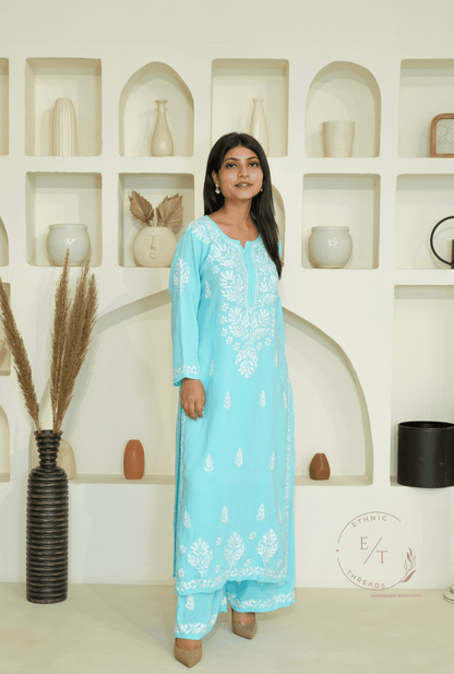 Zainab chikankari set in Blue