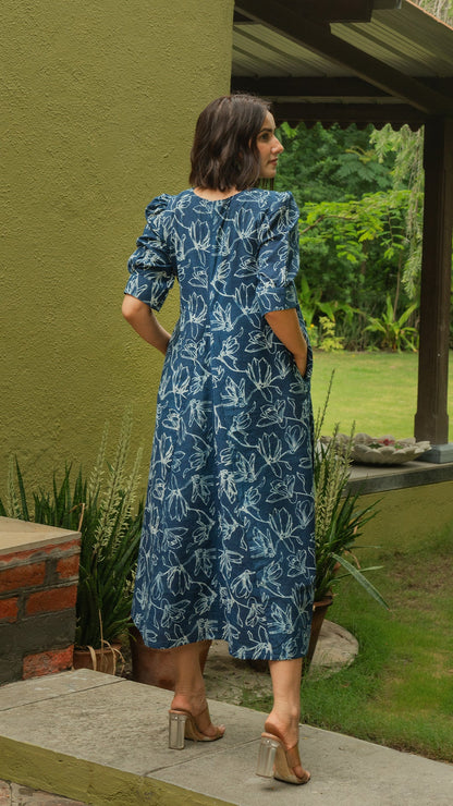 Rihana Dress In Cotton - Indigo