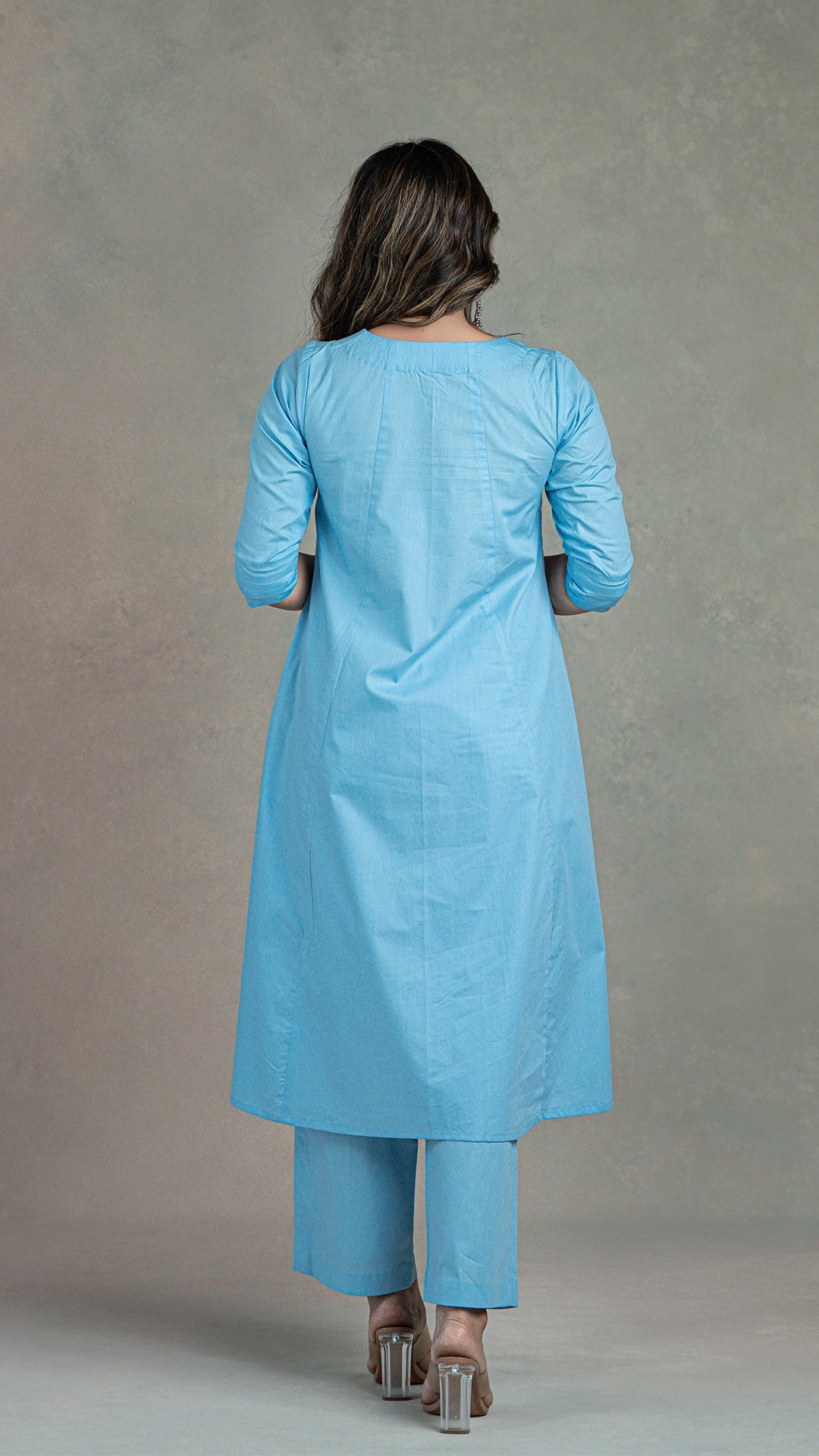 Everyday Organic Cotton Kali Kurta- Light Blue