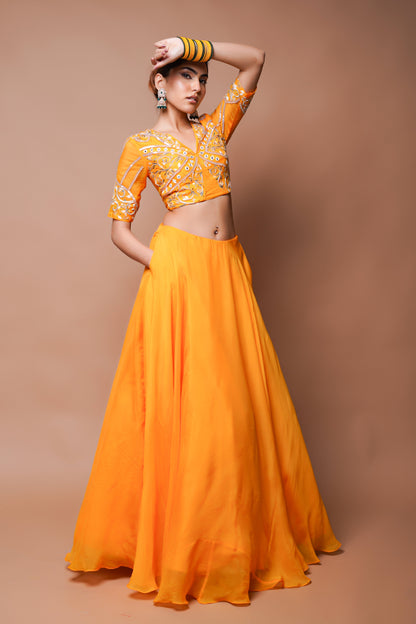 MANGO YELLOW INDO LEHENGA SET (SET OF 2)