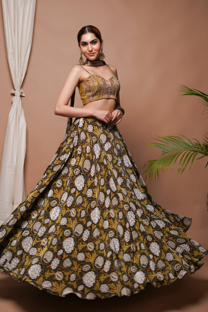 FOREST DIGITAL PRINT LEHENGA SET (SET OF 3)