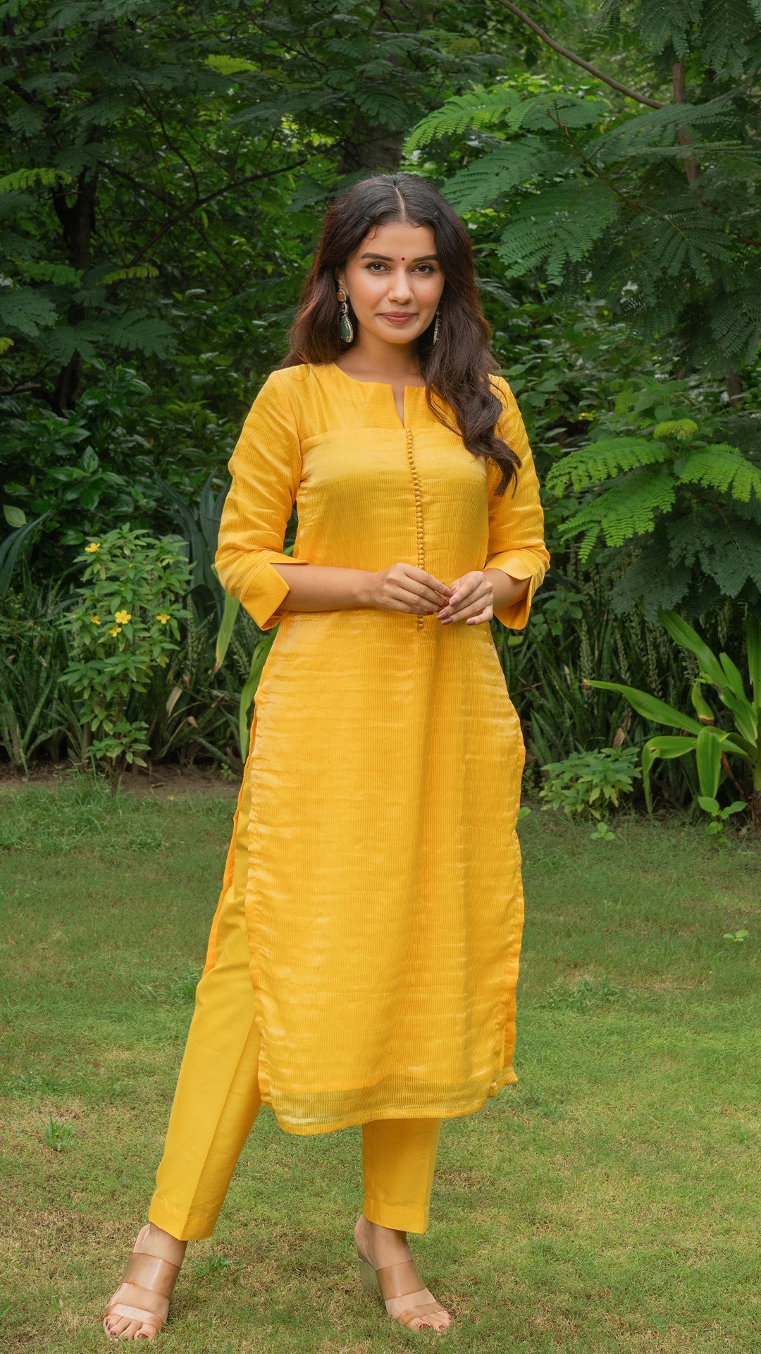 Arpita Pure Tissue Kurta Set - Yellow