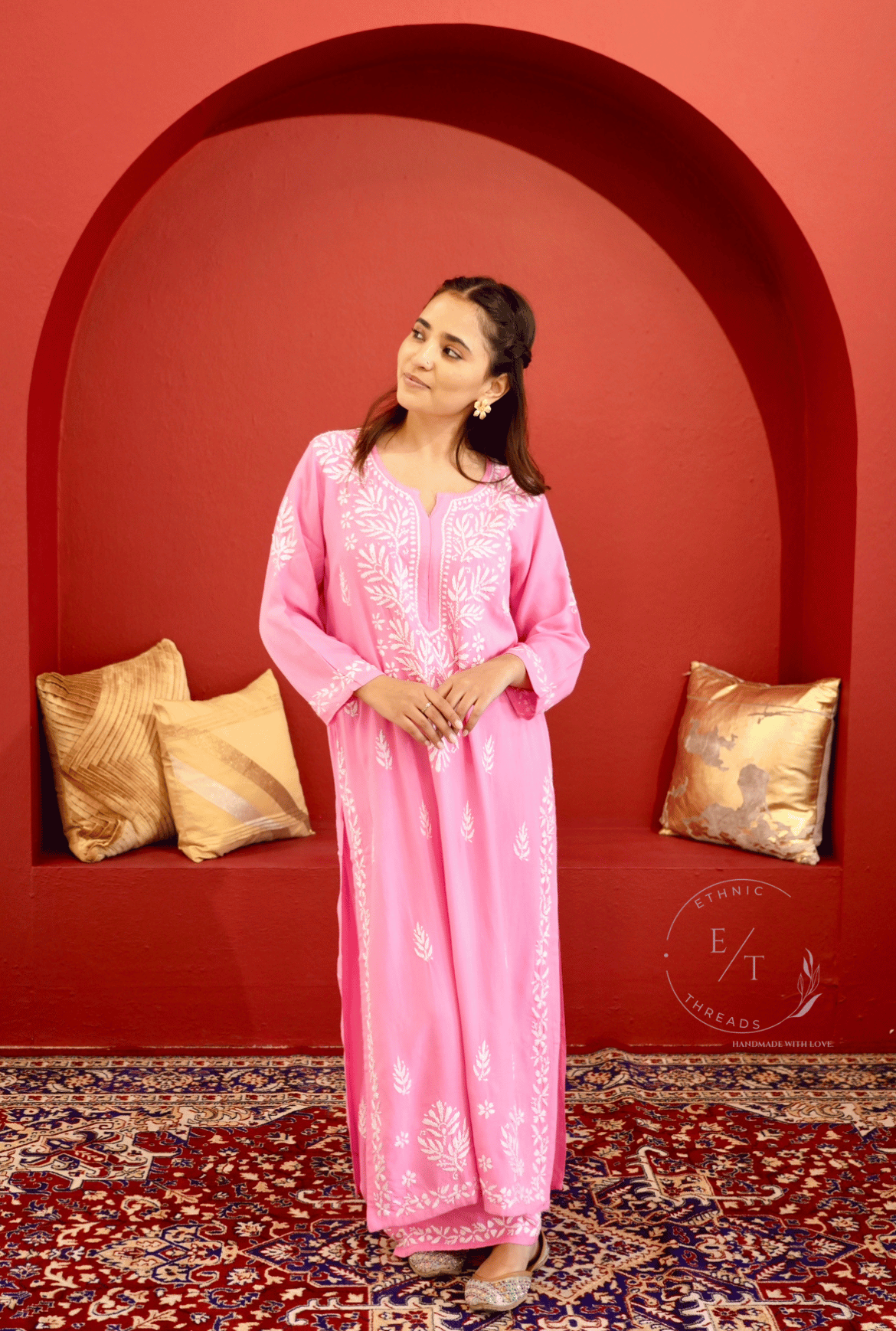 Zainab chikankari set in Pink