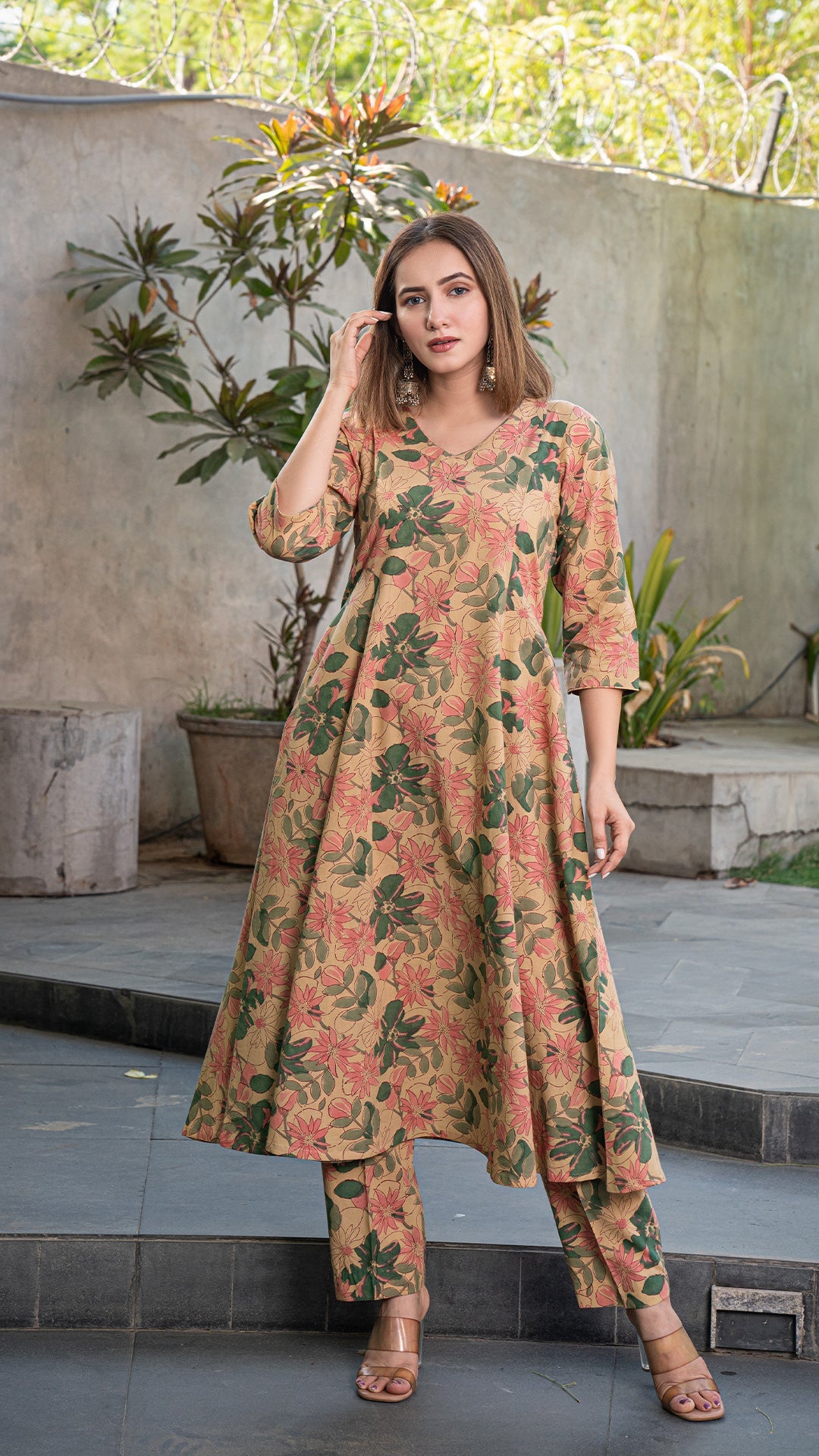 Floral Illusion Kali Cotton Kurta