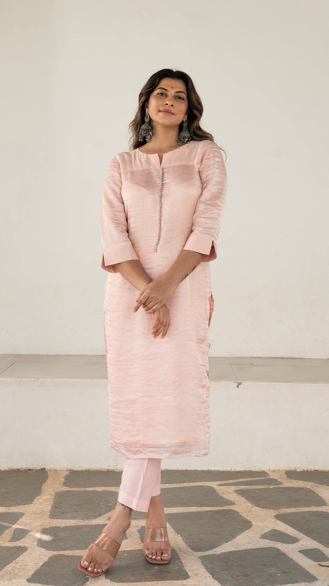 Anoli Pure Tissue Kurta Set - Baby Pink