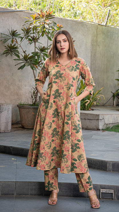 Floral Illusion Kali Cotton Kurta