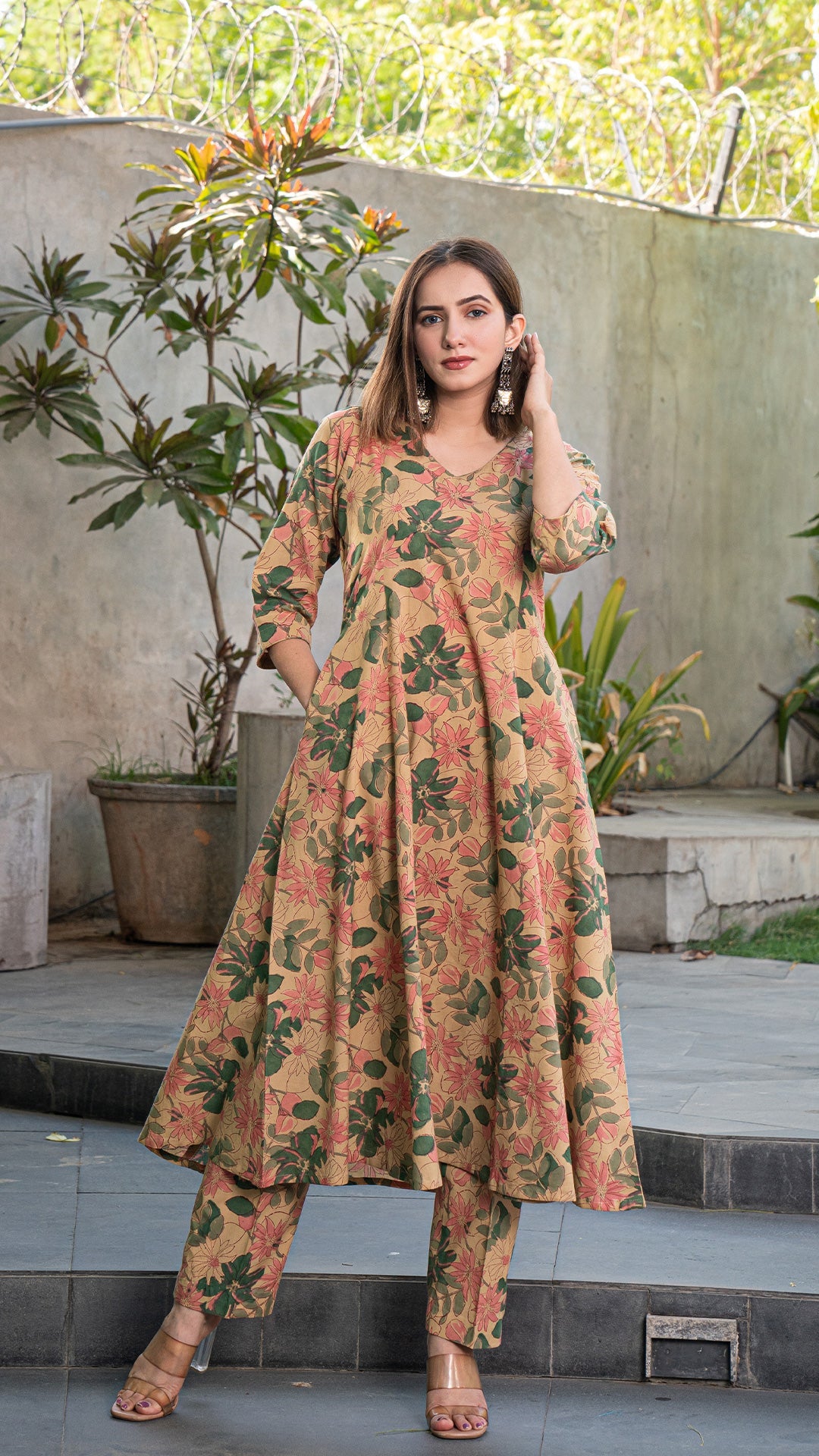 Floral Illusion Kali Cotton Kurta