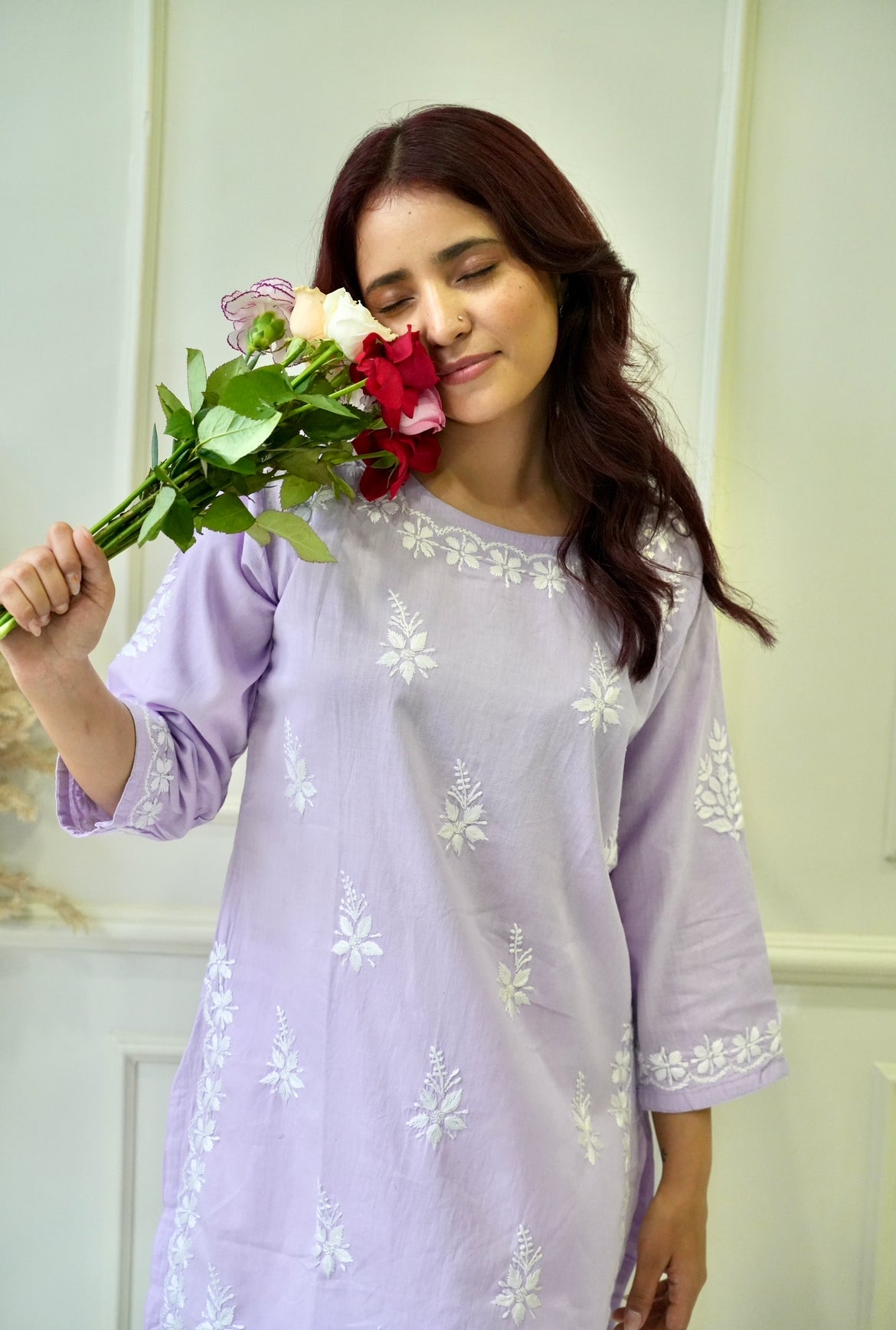 Bela chikankari Co-ord set in Lavender