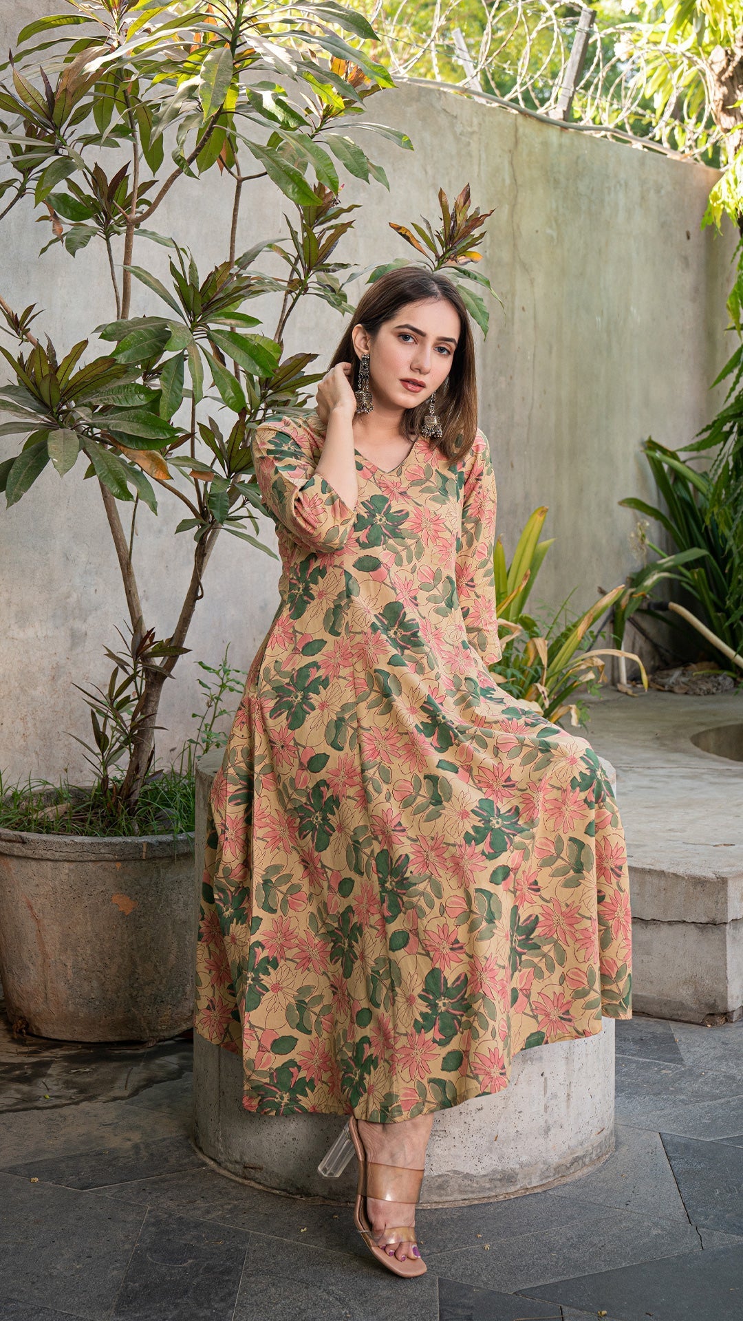 Floral Illusion Kali Cotton Kurta