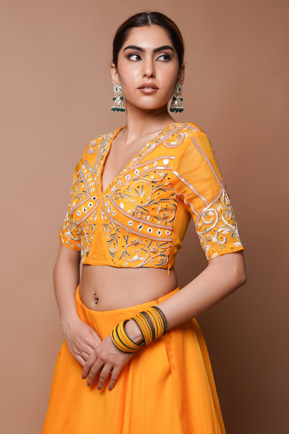 MANGO YELLOW INDO LEHENGA SET (SET OF 2)