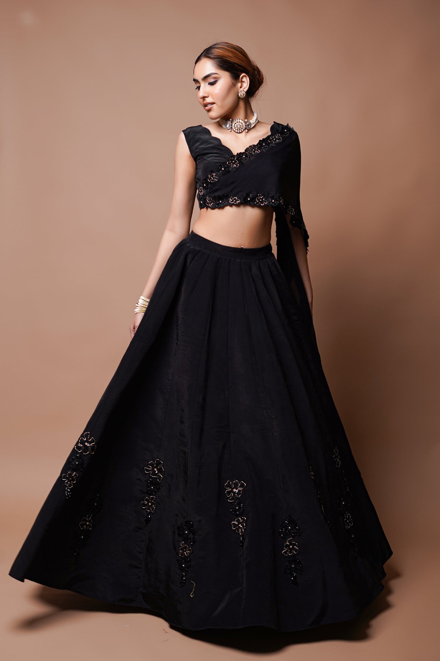 BLACK CUTWORK LEHENGA SET (SET OF 2)