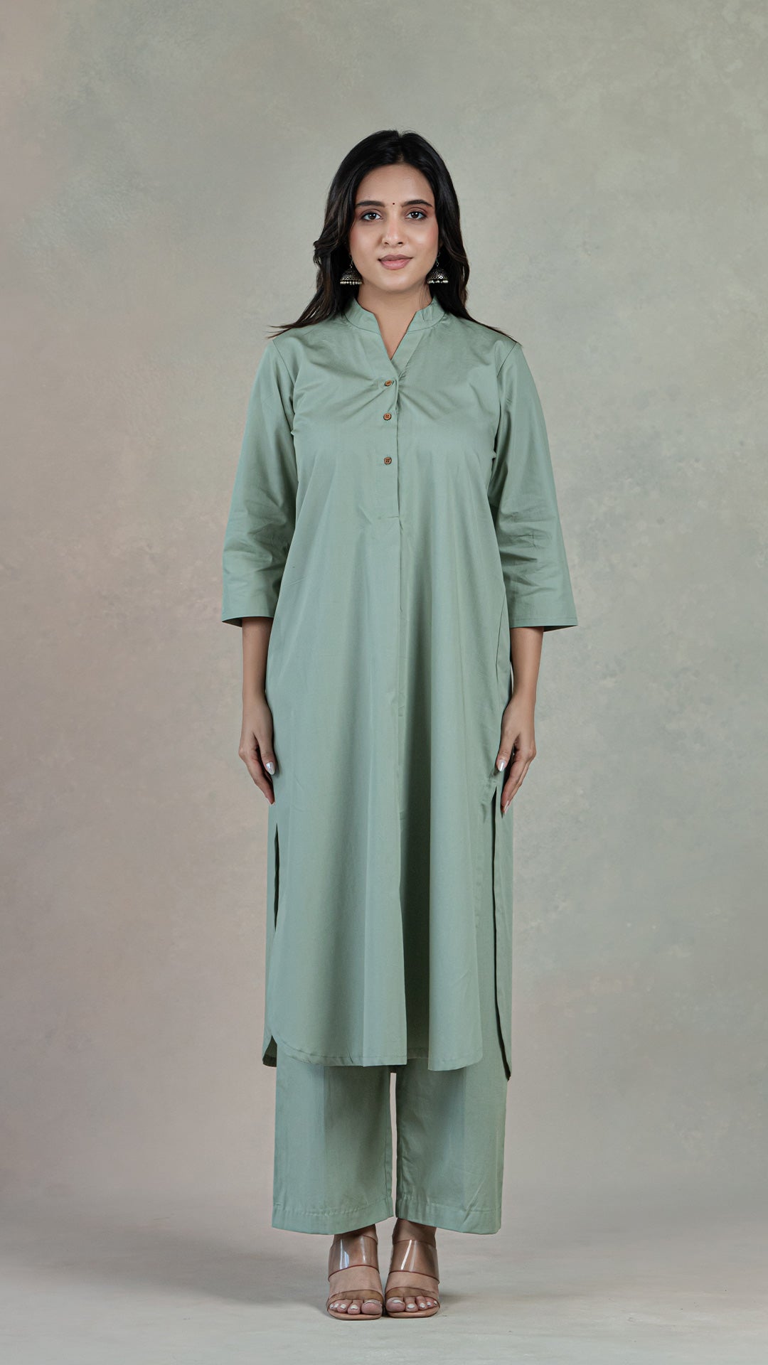 Everyday Organic Cotton Kurta- Sage Green