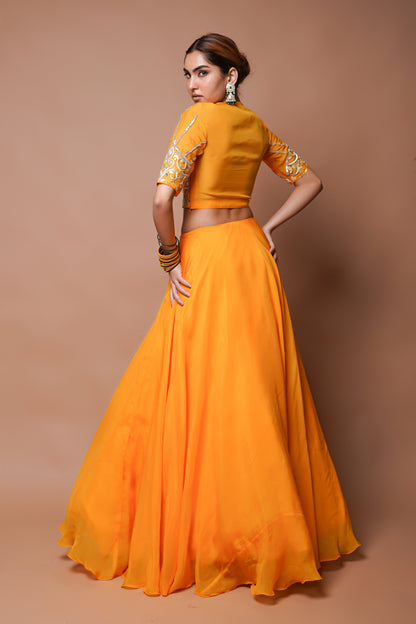 MANGO YELLOW INDO LEHENGA SET (SET OF 2)