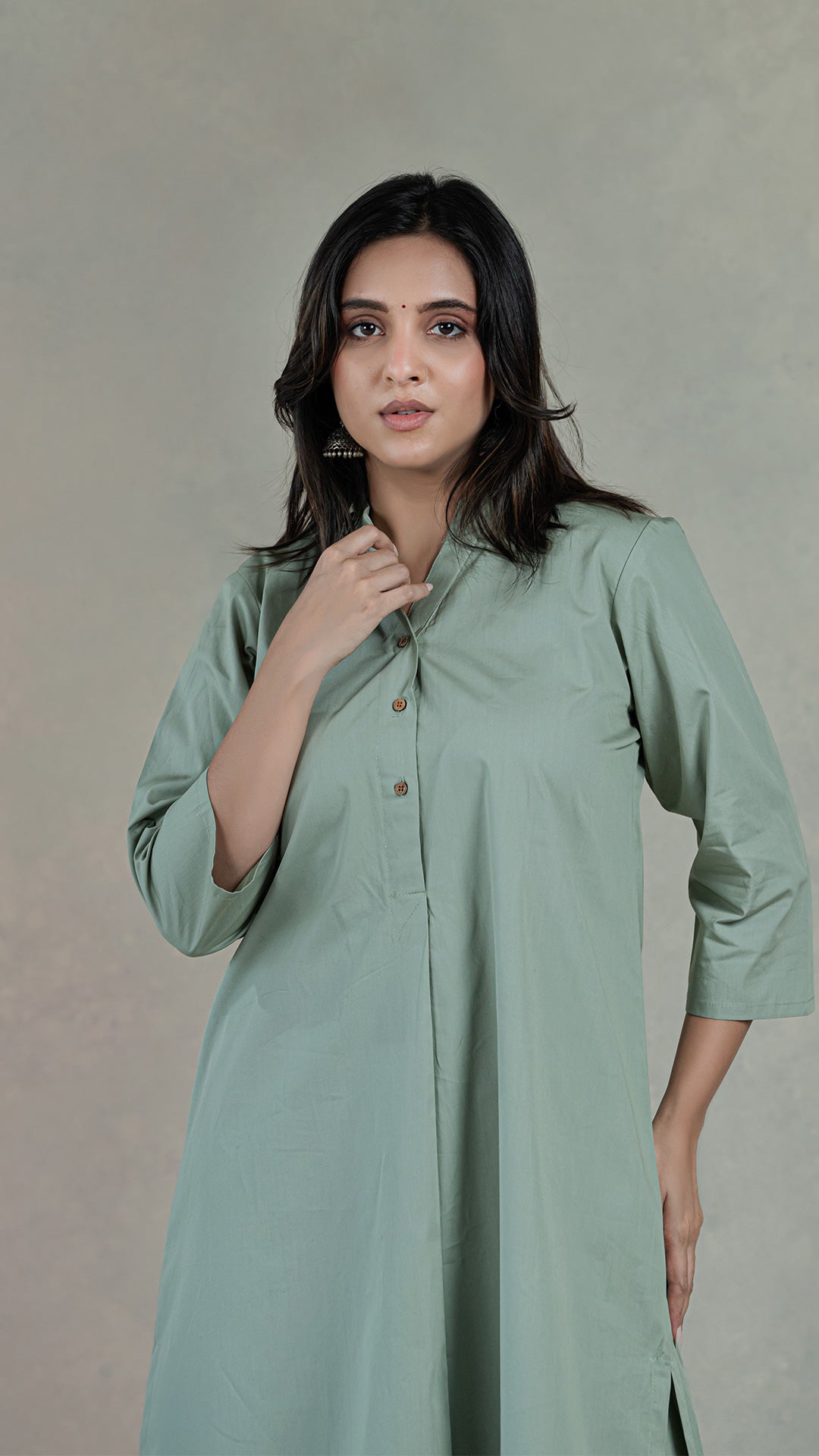 Everyday Organic Cotton Kurta- Sage Green