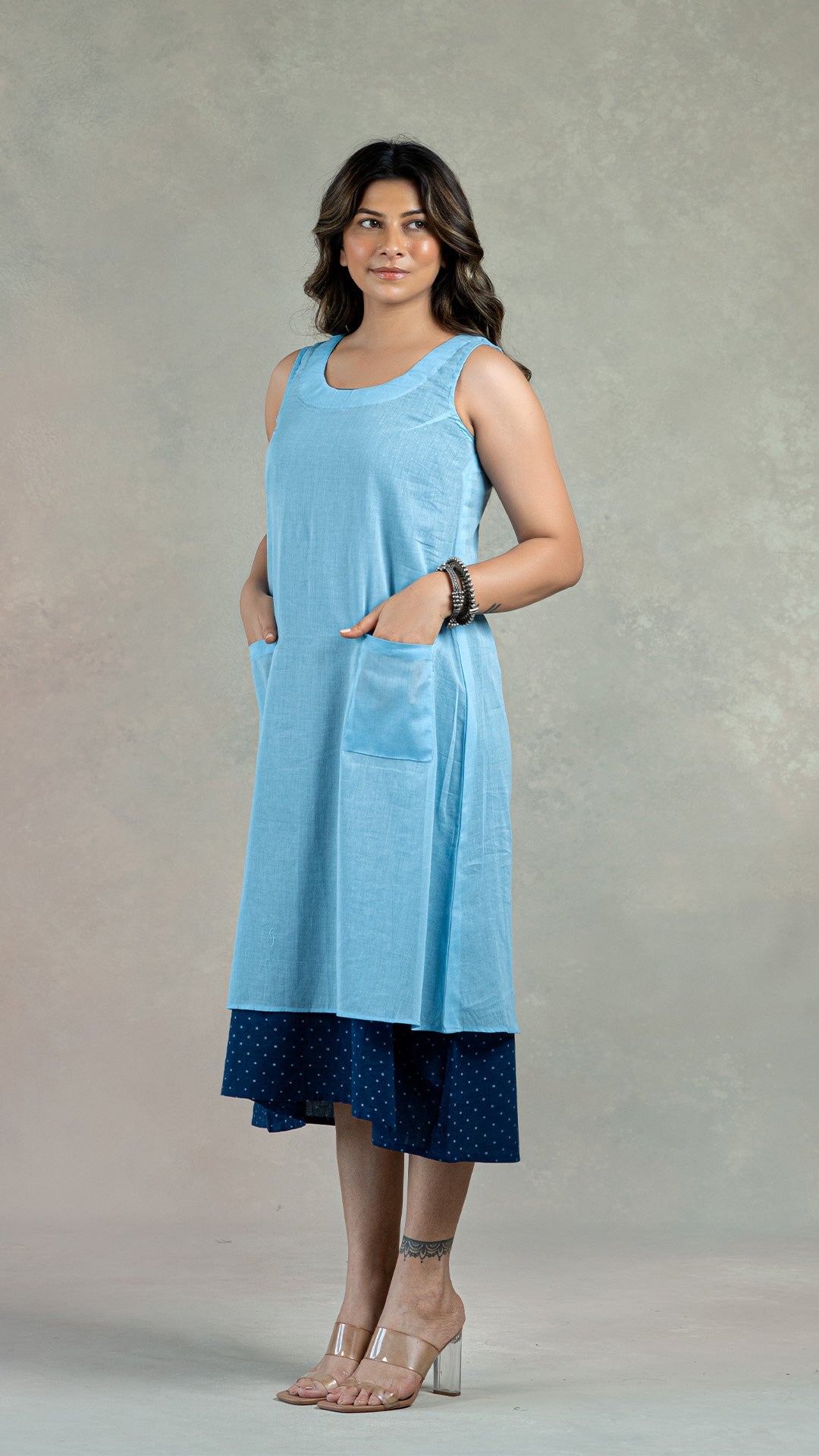 Light Blue 2 piece Mul Cotton Dress