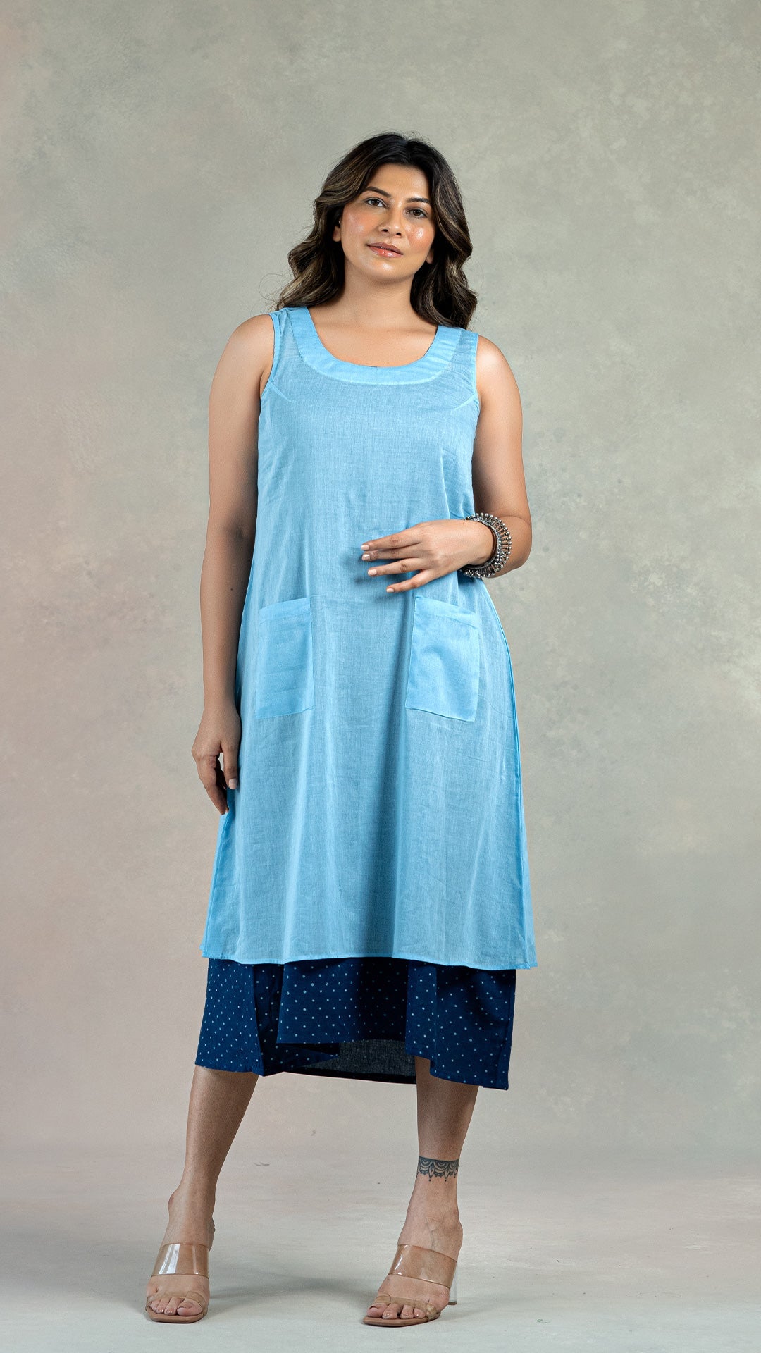 Light Blue 2 piece Mul Cotton Dress