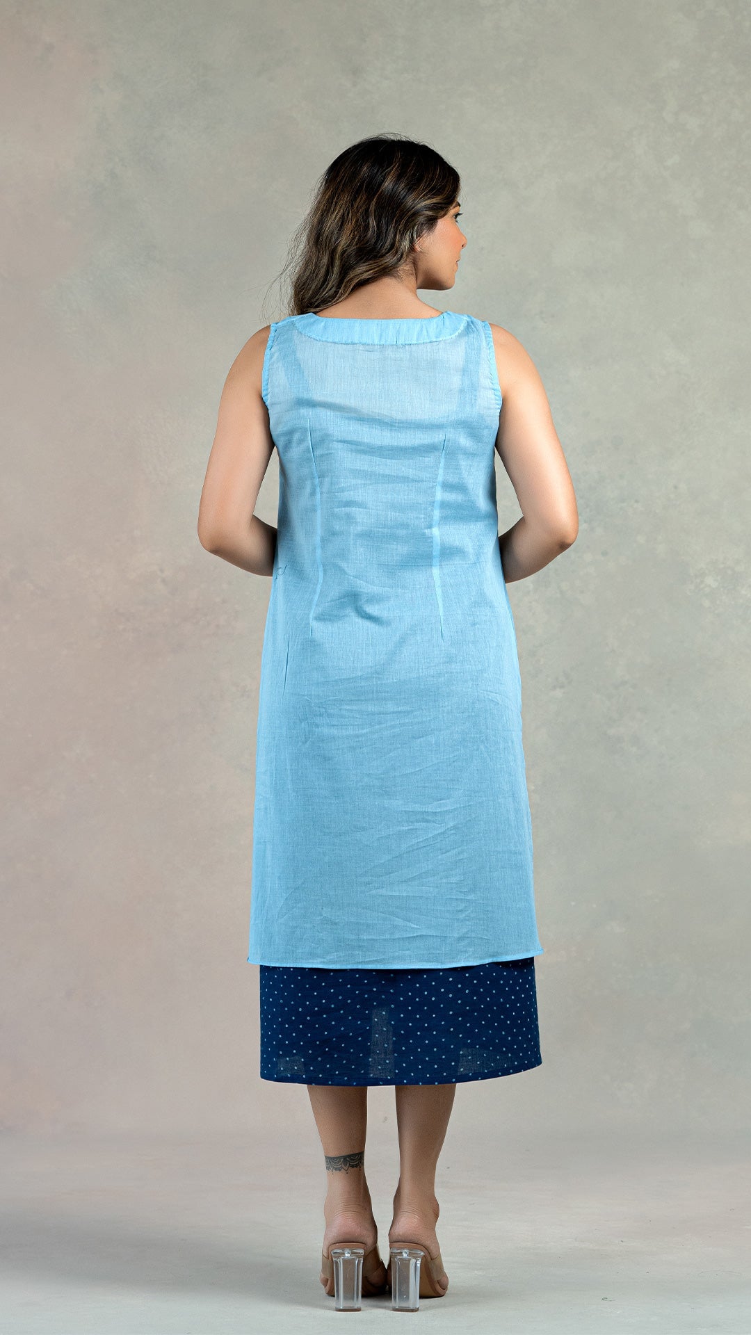 Light Blue 2 piece Mul Cotton Dress