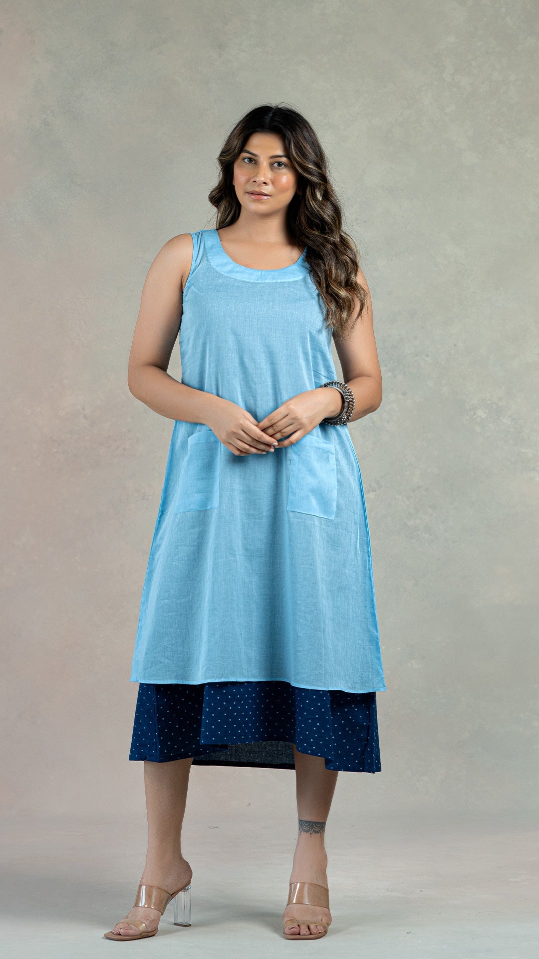 Light Blue 2 piece Mul Cotton Dress