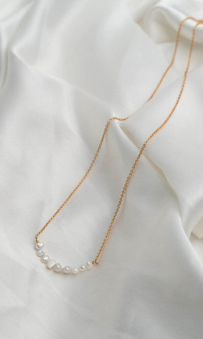 Dainty Pearl Neckpiece & Hoops Combo