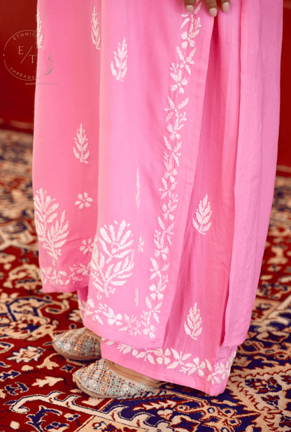 Zainab chikankari set in Pink