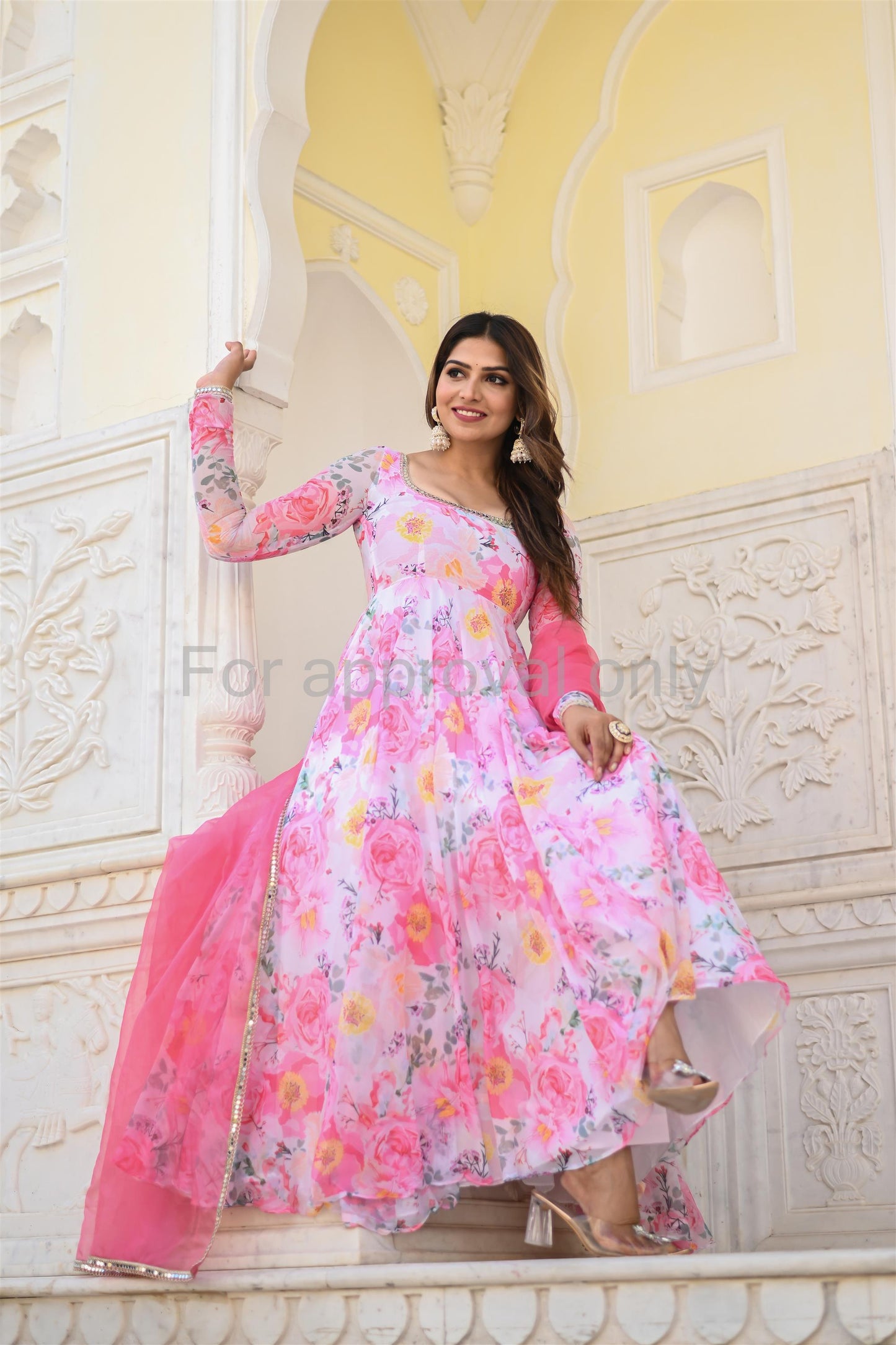 Rosy Pink Printed Anarkali