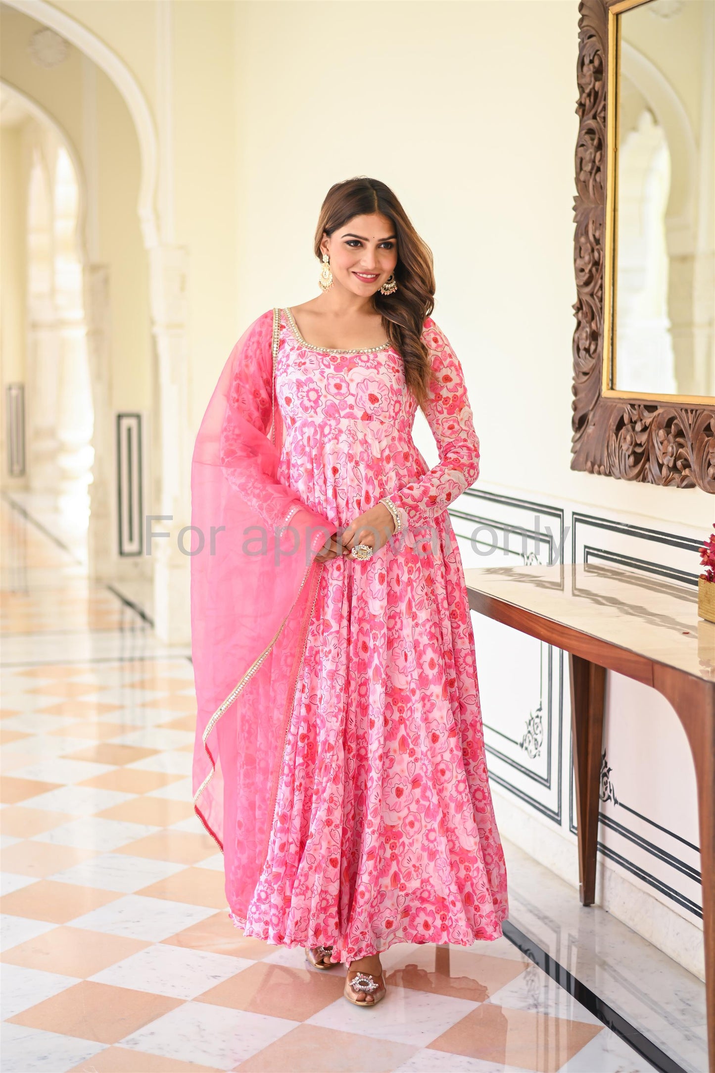 Baby Pink Printed Anarkali