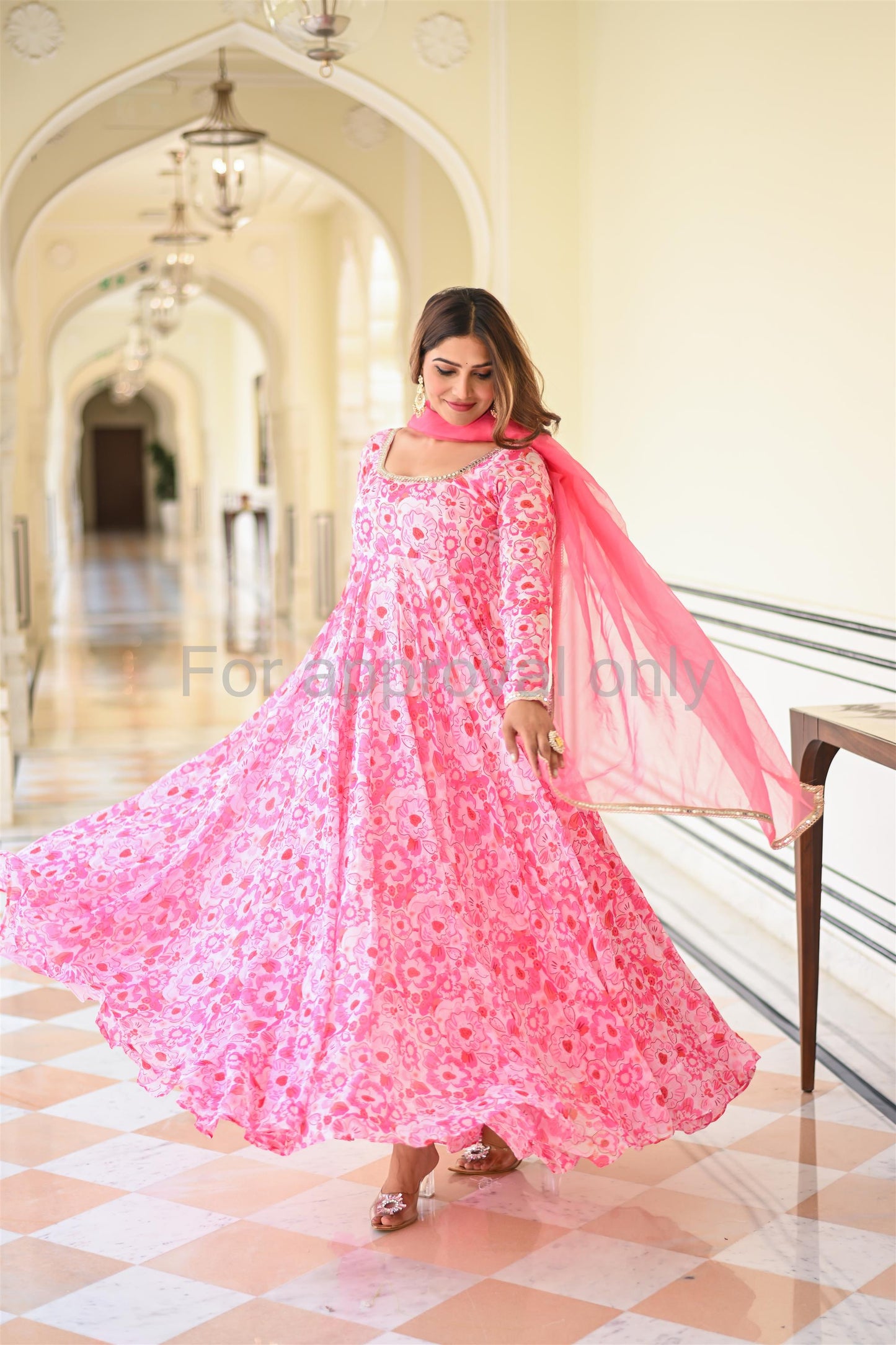 Baby Pink Printed Anarkali