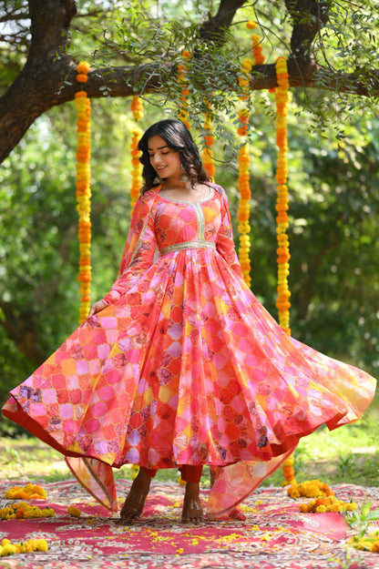 Moroccan  Printed Anarkali