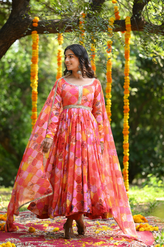 Moroccan  Printed Anarkali