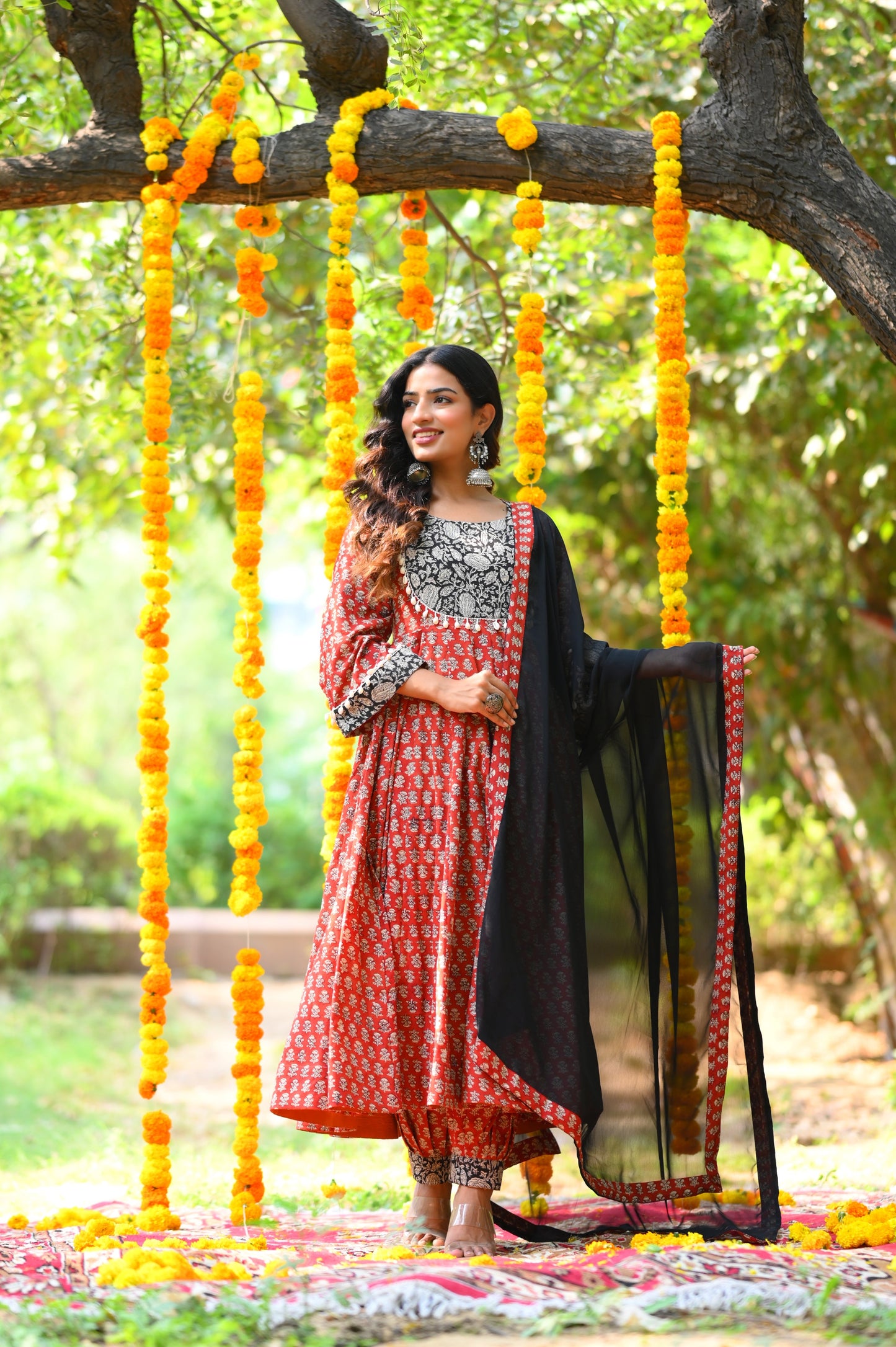 Rustic Red Bagru Print Anarkali