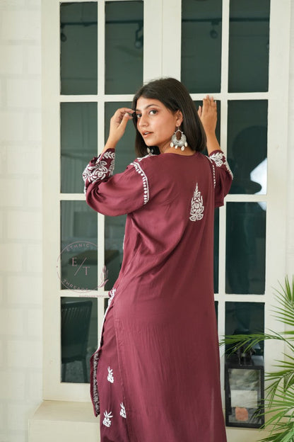 Miraya Chikankari modal set in Brown