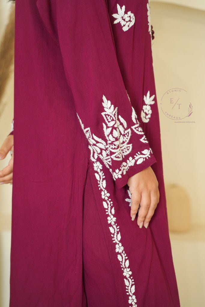 Miraya Chikankari modal set in Wine